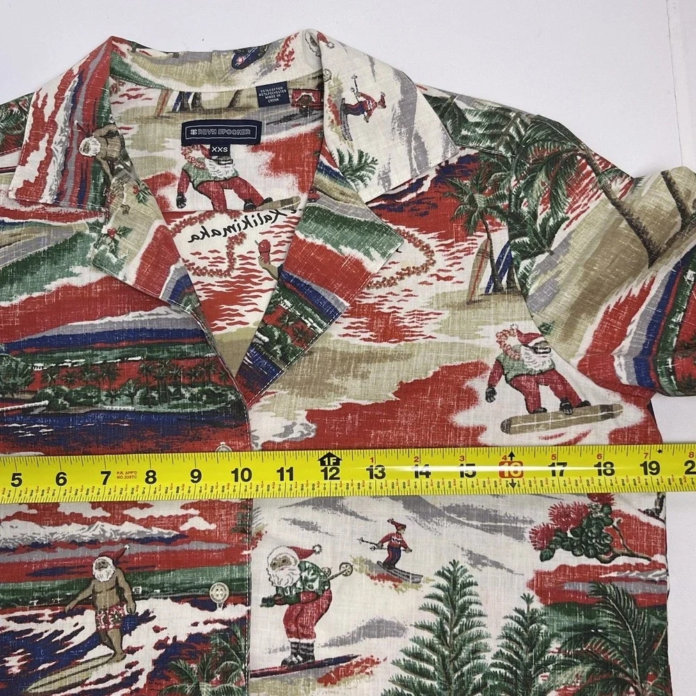 Reyn Spooner Women's XXS Red Mele Kalikimaka Hawaiian Santa Ski Christmas 2019